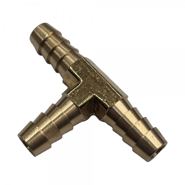 3-Way Brass Tee Piece 5/16" (7.9mm) Barbed Hose Tube Ends