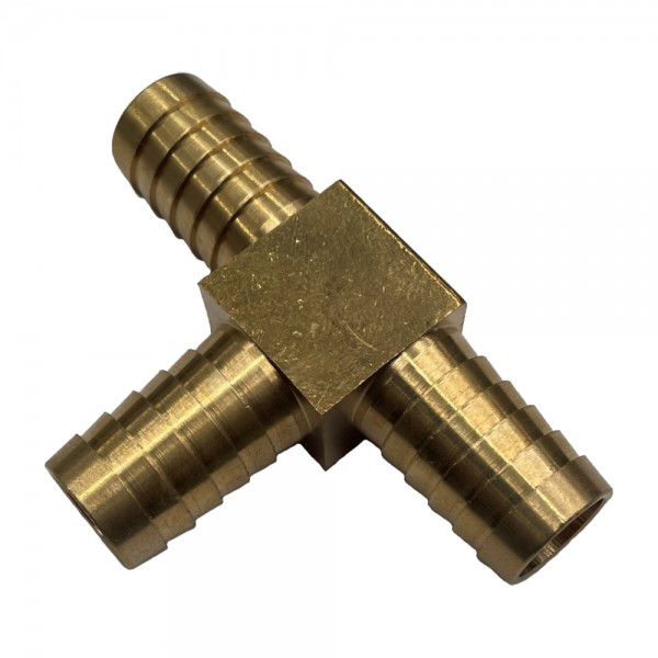 3-Way Brass Tee Piece 5/8" (15.9mm) Barbed Hose Tube ends