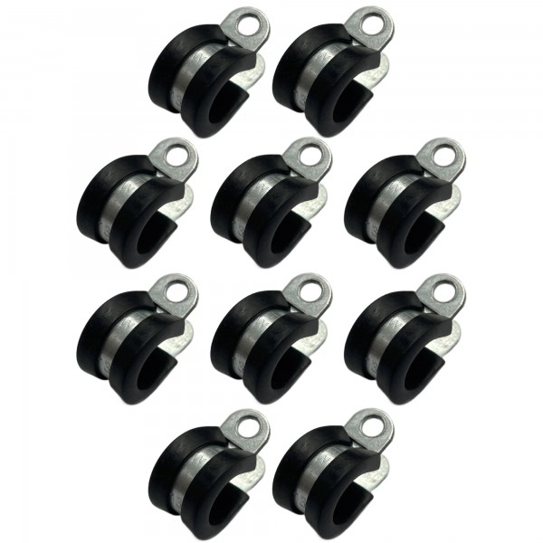 Rubber Lined P Clip Cushion Clamps 13mm - 10 Pack