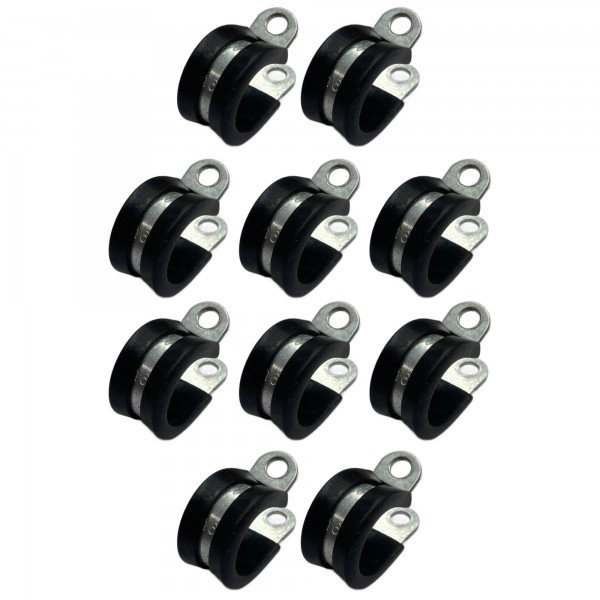 Rubber Lined P Clip Cushion Clamps 16mm - 10 Pack