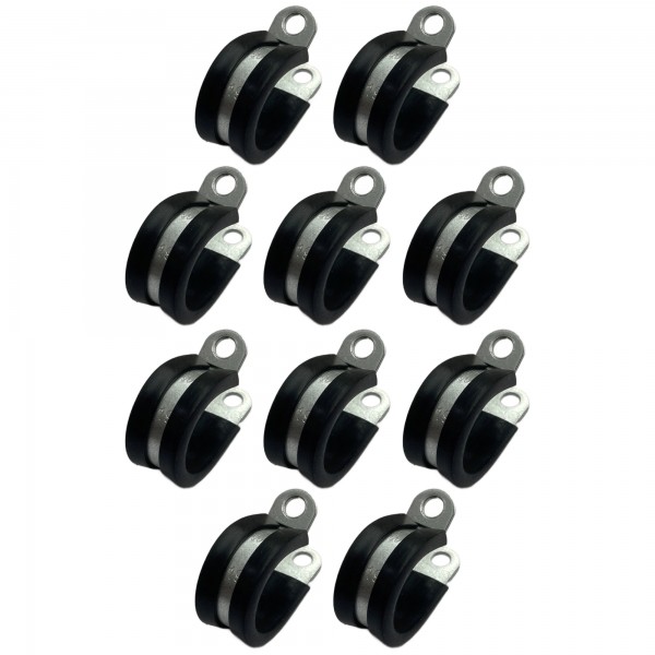 Rubber Lined P Clip Cushion Clamps 19mm - 10 Pack
