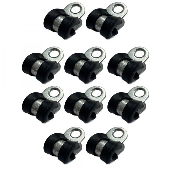 Rubber Lined P Clip Cushion Clamps 6mm - 10 Pack