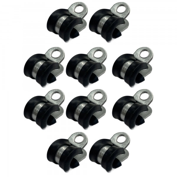 Rubber Lined P Clip Cushion Clamps 8mm - 10 Pack