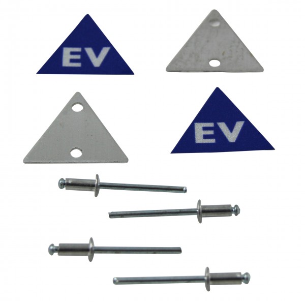 Electric Vehicle Tag Number Plate Metal Tag Kit with Decals + Rivets (Set of 2)