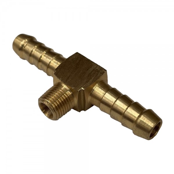 Brass Branch Hose Tee 5/16" (7.9mm) Hose Tube to 1/8" (9.7mm) Male BSP Thread