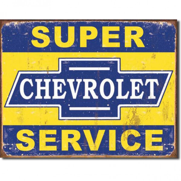 Super Chevrolet Service Weathered Metal Sign 41cm x 32cm