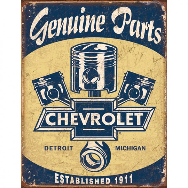 Chevrolet Genuine Parts with Pistons Metal Sign Reproduction 32cm x 41cm