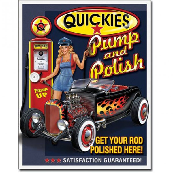 Quickies Pump + Polish Metal Sign Reproduction 32cm x 41cm