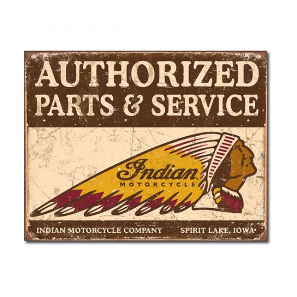 Indian Motorcycle Authorised Parts and Service Metal Sign Repro 41cm x 32cm