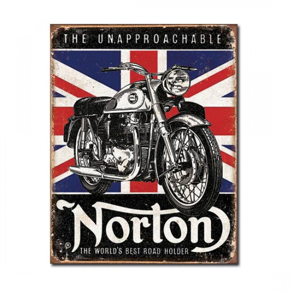 Norton The Worlds Best Road Holder Metal Sign Reproduction 32cm x 41cm