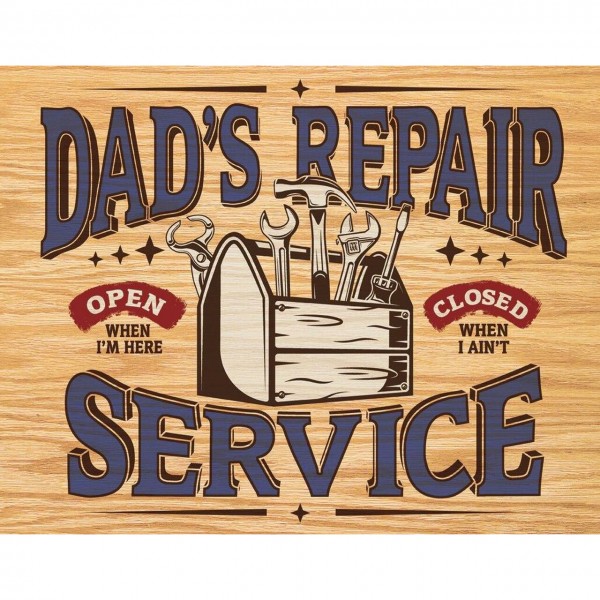 Dads Repair Service Metal Sign Reproduction 41cm x 32cm