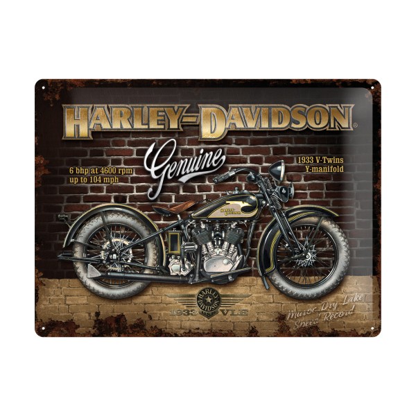 Geniune Harley Davidson Brick Wall 3D Metal Reproduction Sign 40cm x 30cm