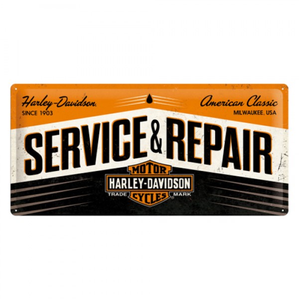 Harley Davidson Service and Repair 3D Metal Reproduction Sign 25cm x 50cm