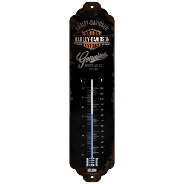 Thermometer Harley Davidson Genuine Black C+F 6.5cm x 28cm In Hang Sell