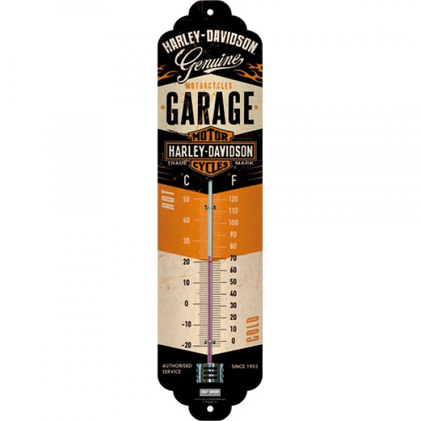 Thermometer Harley Davidson Garage C+F 6.5cm x 28cm In Hang Sell