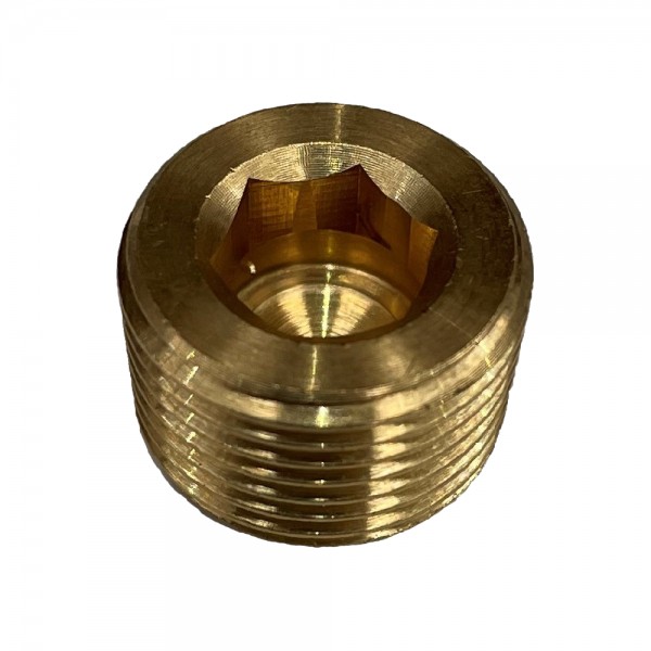 Brass Internal Hex Plug 1/4" (13.7mm) Male NPT Thread