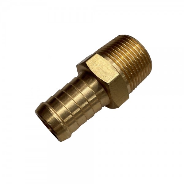 Brass Male Tail Fitting 3/4" (19.1mm) Hose Tube End to 1/2" (21.1mm) Male NPT Thread