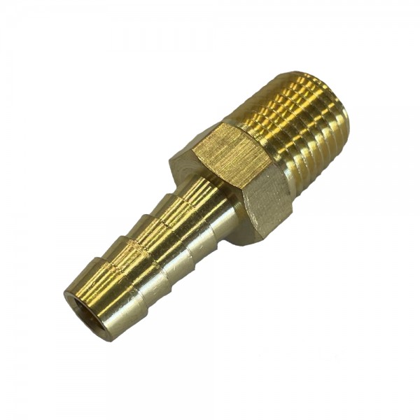 Brass Male Tail Fitting 5/16" (7.9mm) Hose Tube End to 1/8" (10.2mm) Male NPT Thread