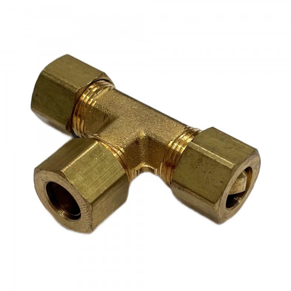 Brass Compression Tee 3/8" (9.5mm) Hose Tube