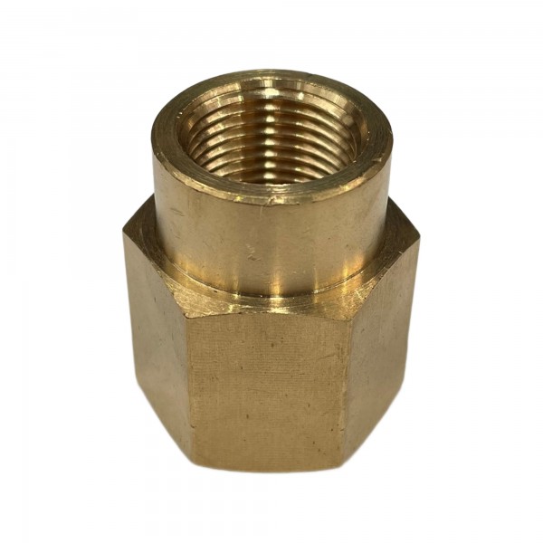 Brass Hex Reducing Socket 1/2" (18.6mm) BSP Female Thread to 3/8" (15mm) BSP Female Thread