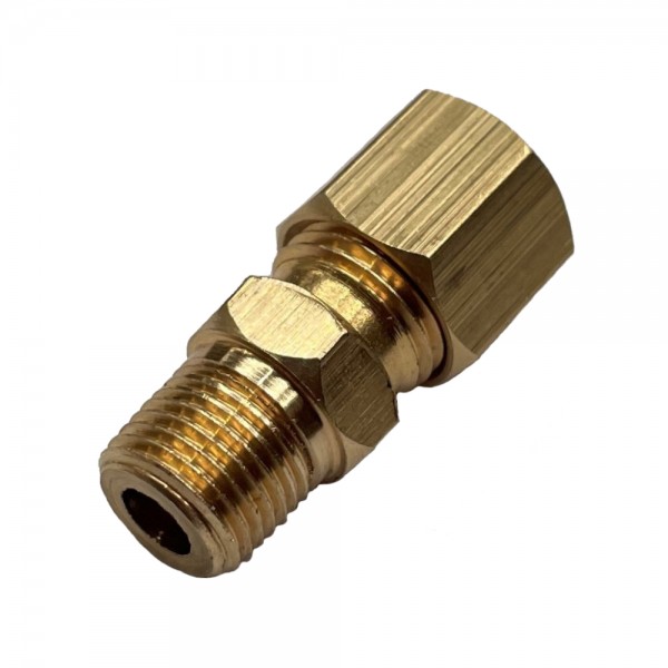 Brass Single Compression Union 1/4" 6.3mm Hose Tube to 1/8" 9.7mm Male BSP 