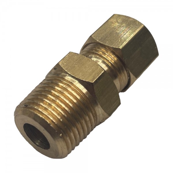 Brass Single Compression Union 3/8" (9.5mm) Hose Tube to 3/8" (16.7mm) Male BSP Thread