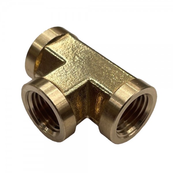 Brass Female Tee Piece 1/4" (11.4mm) Female BSP Thread