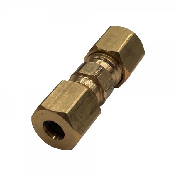 Brass Double Compression Union 3/16" (4.8mm) Hose Tube