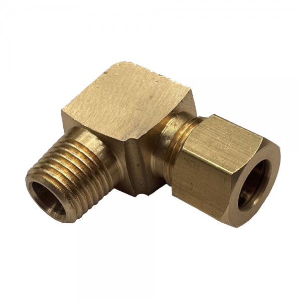 Brass Compression Union Elbow 3/8" (9.5mm) Tube to 1/4" (13.2mm) Male BSP Thread