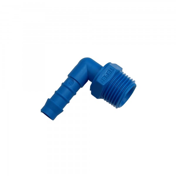Nylon Plastic Male Elbow Tail Fitting 3/8" (9.5mm) Hose Tube End to X 1/2" (21mm) Male BSP Thread
