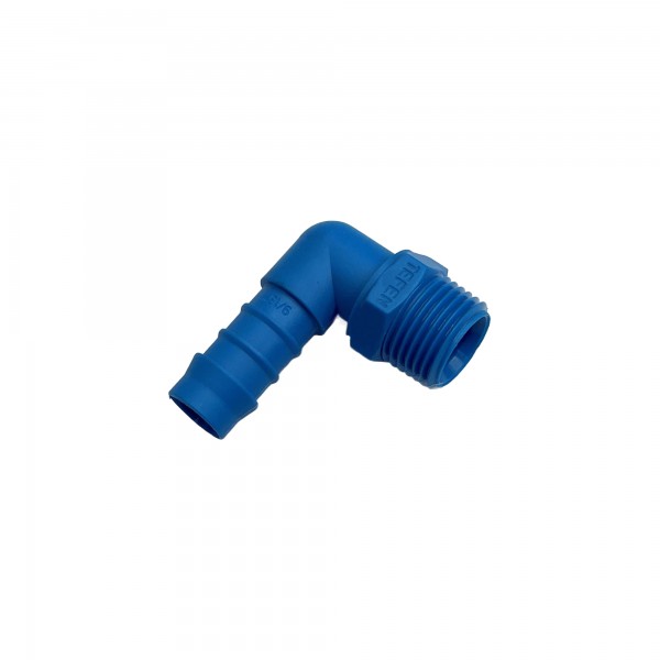 Nylon Plastic Male Elbow Tail Fitting 9/16" (14mm) Hose Tube End to X 1/2" (21mm) Male BSP Thread