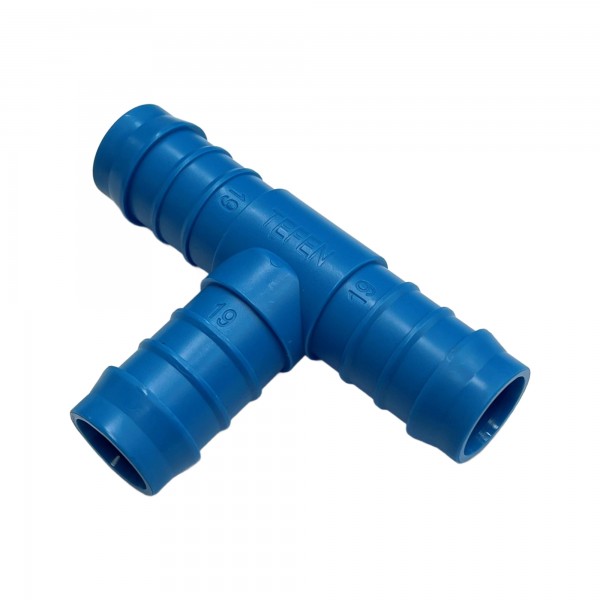 3-Way Nylon Plastic Tee Piece 3/4" (19.1mm) Barbed Hose Tube Ends