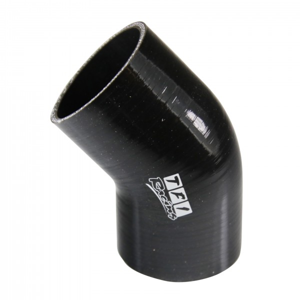 Silicone Hose Black 45 Deg Elbow 63mm (2.5") ID, 50mm Leg Length