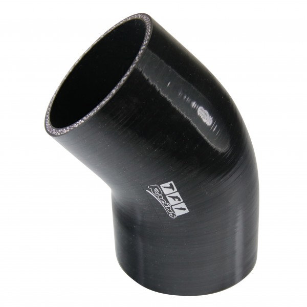 Silicone Hose Black 45 Deg Elbow 95mm (3.75") ID, 50mm Leg Length