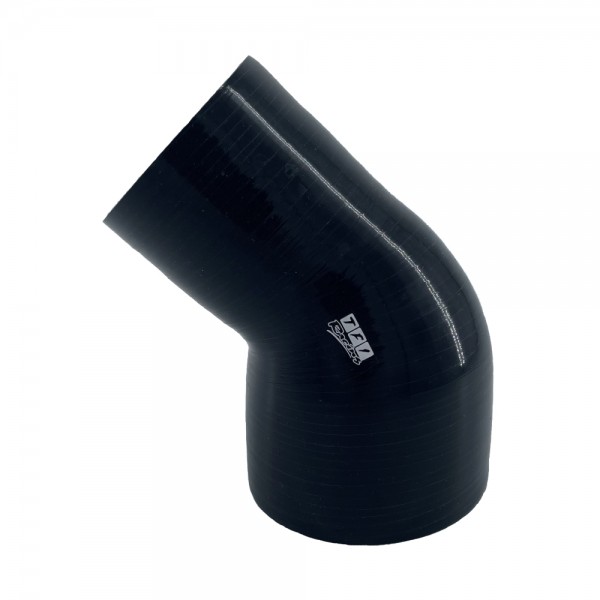 Silicone Hose  45 Deg Reducing Elbow 102 to 76mm 4 to 3 ID 50mm Leg Length