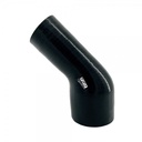 Silicone Hose Black 45 Deg Reducing Elbow 76 to 63mm (3" to 2.5") ID, 50mm Leg Length