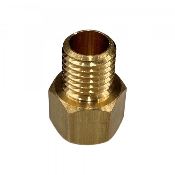 Brass Temp Bush Reducer 1/8" (8.4mm) Female NPT Thread to M12-1.5 Male Thread