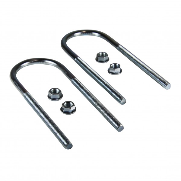 U-Bolts 85mm ID, 14mm thread, 260mm Long with serrated nuts. Set of 2.