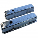 Valve Covers Chrome Chevrolet Sm Blk 283-400 Motor 350 Logo 1955-79 Baffled-pr