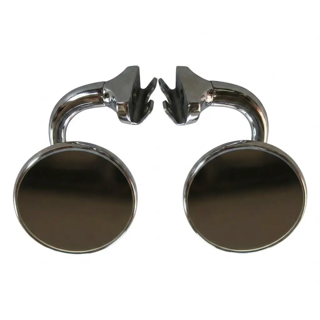 Peep Side Door Edge Glass Mirror Rear View 3" Stainless Short Arm Pair 