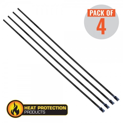 [208004] Exhaust Wrap Locking Ties 200mm Stainless Black 200mm 8 Inch Long Heavy Duty x 4