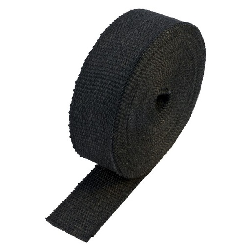 [322050B] Black Coloured Exhaust Wrap 50mm(2") Wide x 15mt(50ft) Roll 650C Continuous