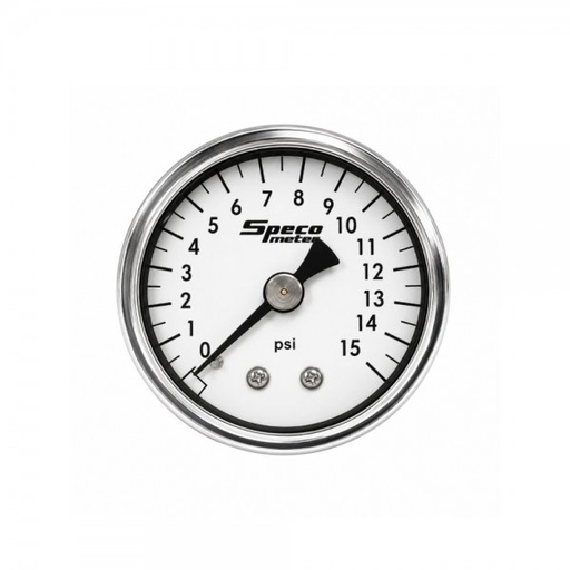 [512-15] 1-1/2" 15psi Mechanical Fuel Pressure Gauge - White Dial Chrome Housing