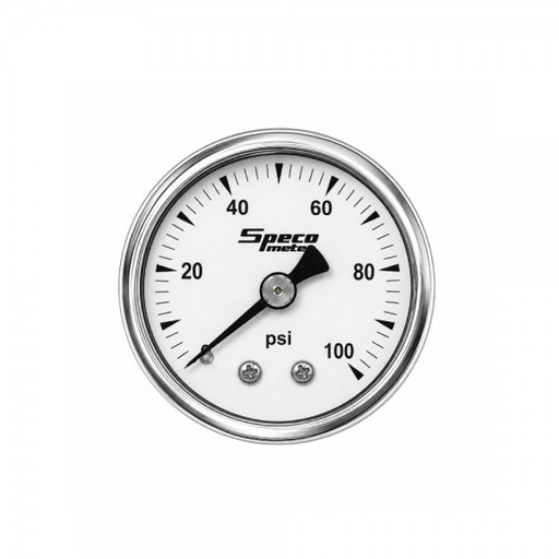 [512-20] 1-1/2" 100psi Mechanical Fuel Pressure Gauge - White Dial Chrome Housing