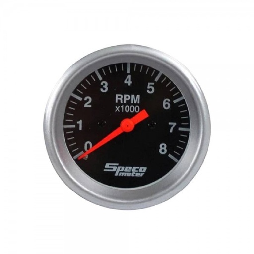 [520-01] 2-5/8" 12V 8000rpm Tachometer - Black Dial Silver Bezel