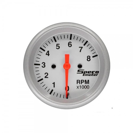 [520-02] 2-5/8" 12V 8000rpm Tachometer - White Dial Silver Bezel