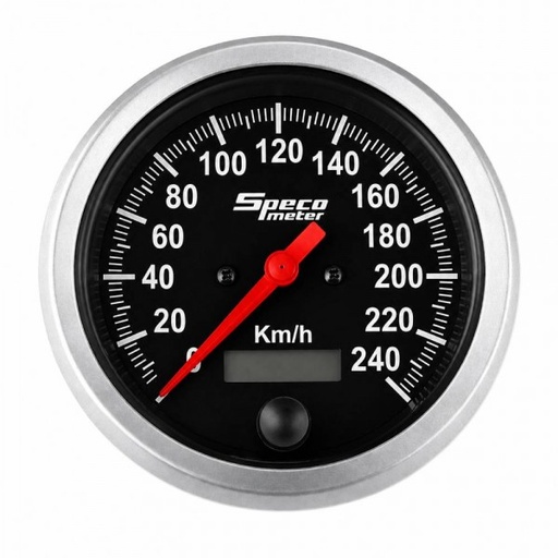 [521-00] 85mm Dash Mounted Programmable Speedometer - Black Dial Silver Bezel