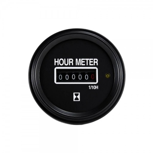[523-01] 2" 12/24V Hour-Meter - Black Dial Black Bezel