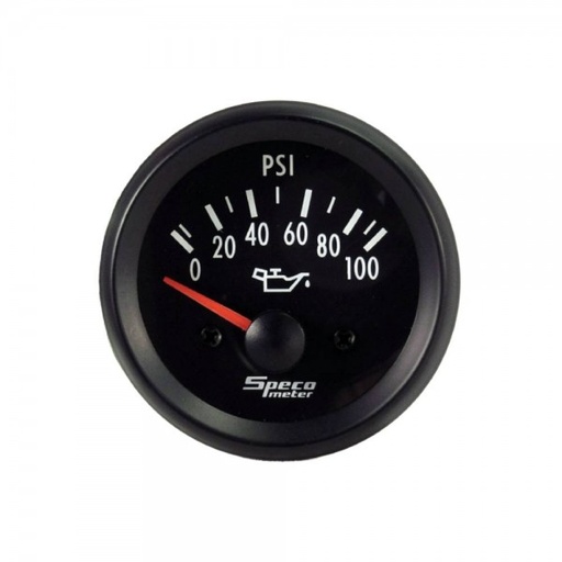 [523-16] 2" 12V 100psi Electric Oil Pressure Gauge - Black Dial Black Bezel