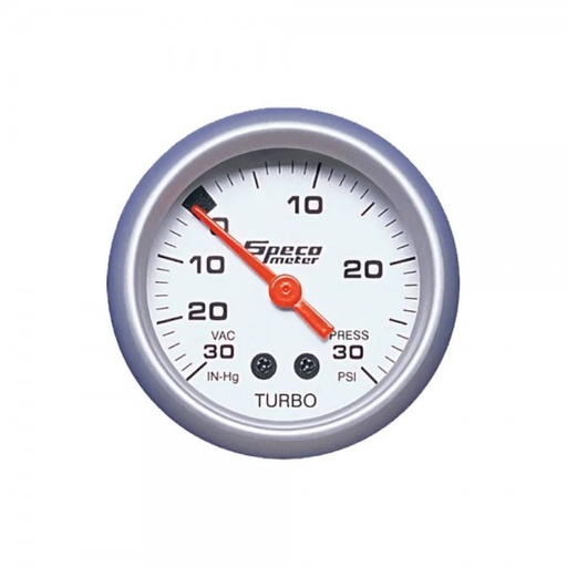 [524-04] 2" Mechanical 30 Hg to 30 PSI Boost Gauge - Silver Dial Silver Bezel